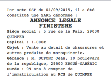 annonce legale finistere